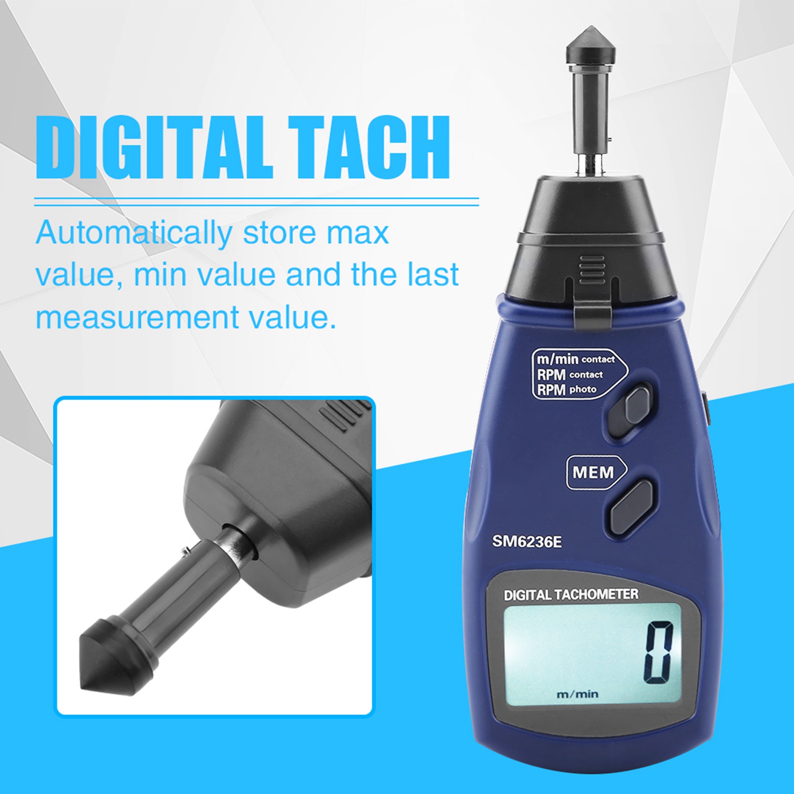 Tachometer Digital Laser Rpm - Digital Tachometer Laser Contact RPM Gauge