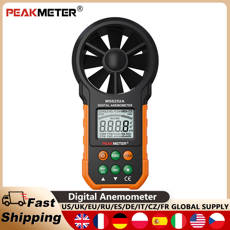 Anemometer Digital Wind Speed - PEAKMETER PM6252A Handheld Anemometer LCD Digital