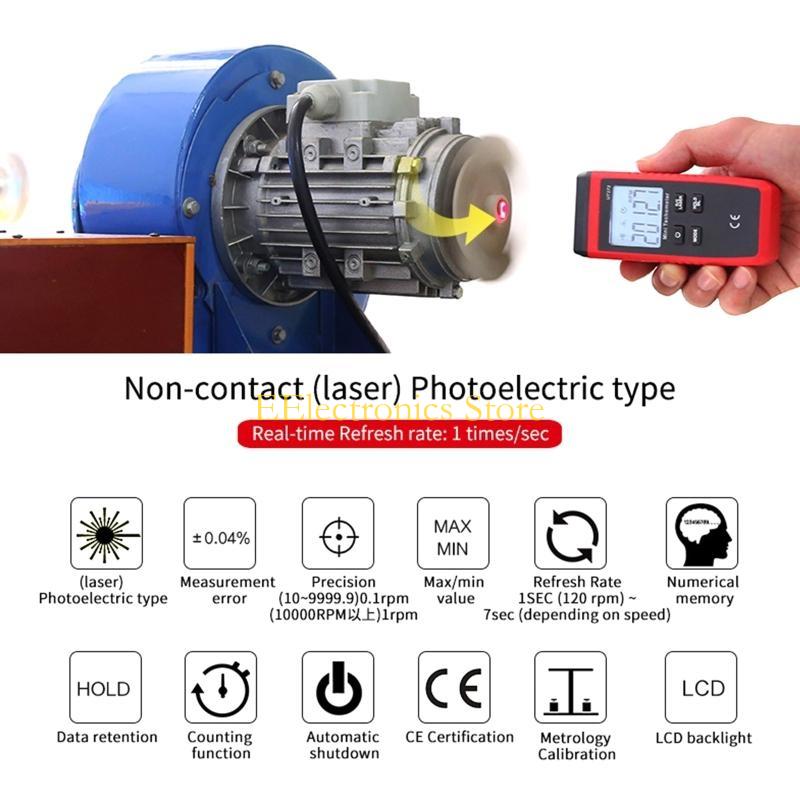 Tachometer Digital Laser Rpm - Máy đo tốc độ không tiếp