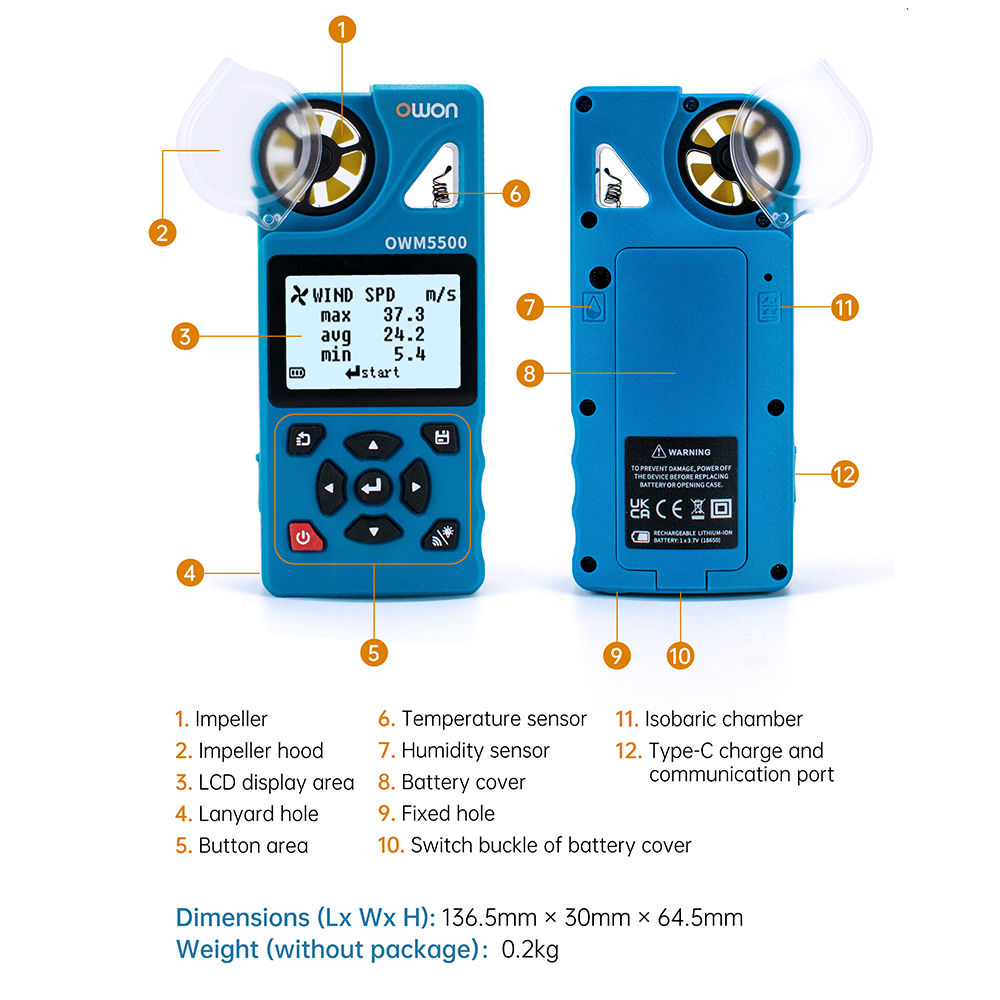 OWON OWM5500 Smart Anemometer  - đánh giá và giá Anemometer Digital Wind Speed