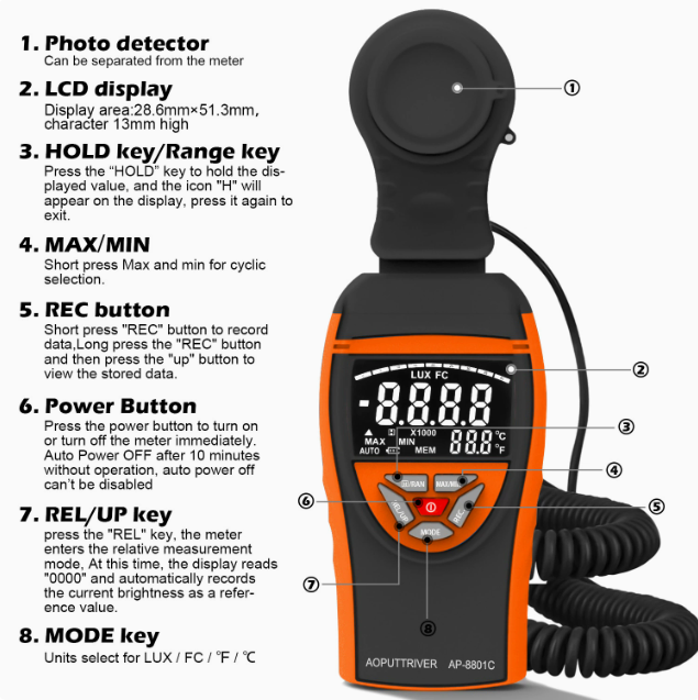 8801C Lux Meter Digital Light  - đánh giá và giá Lux Meter Digital Light