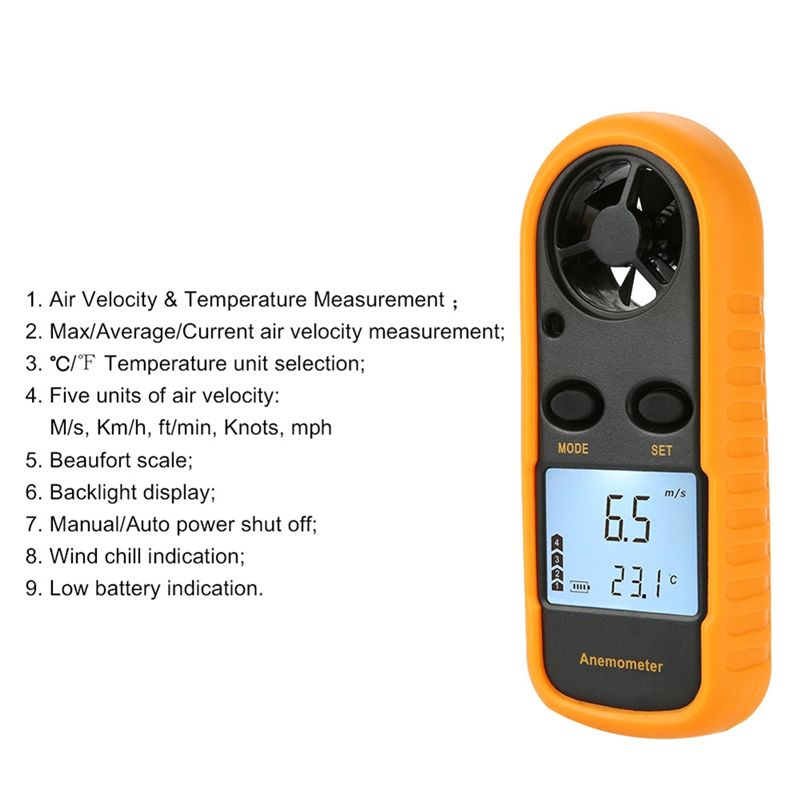 A76I-Anemometer Wind Speed Tes - đánh giá và giá Anemometer Digital Wind Speed
